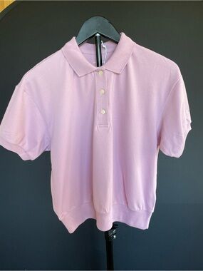 Everlane Organic Cotton Polo Shirt Small Mauve Cropped New With Tags